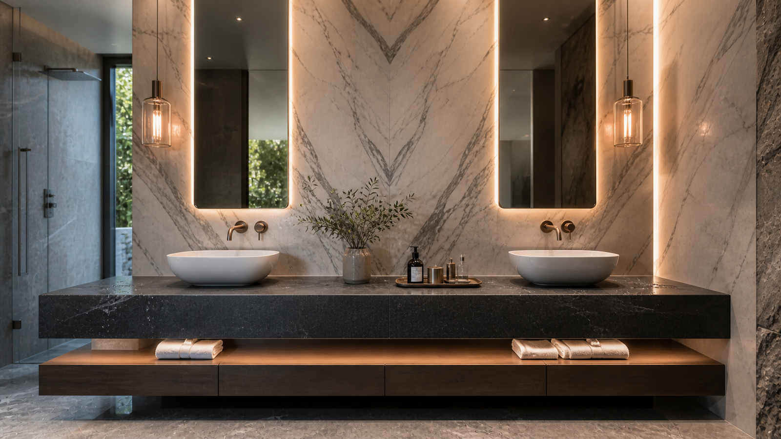 Marble bathroom vanity