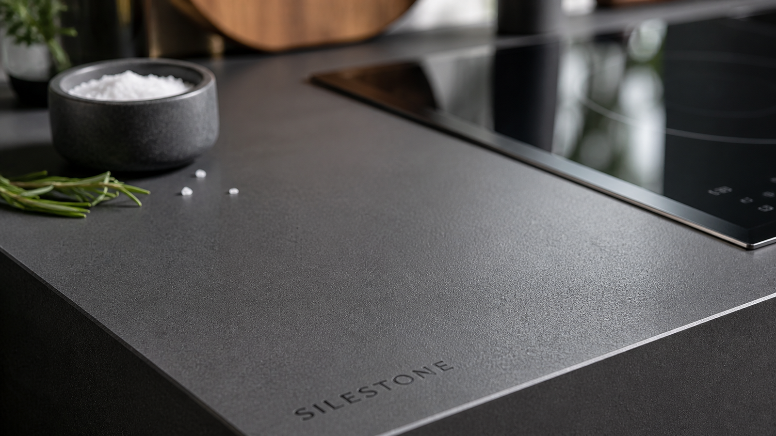 Detail of a crafted quartz worktop